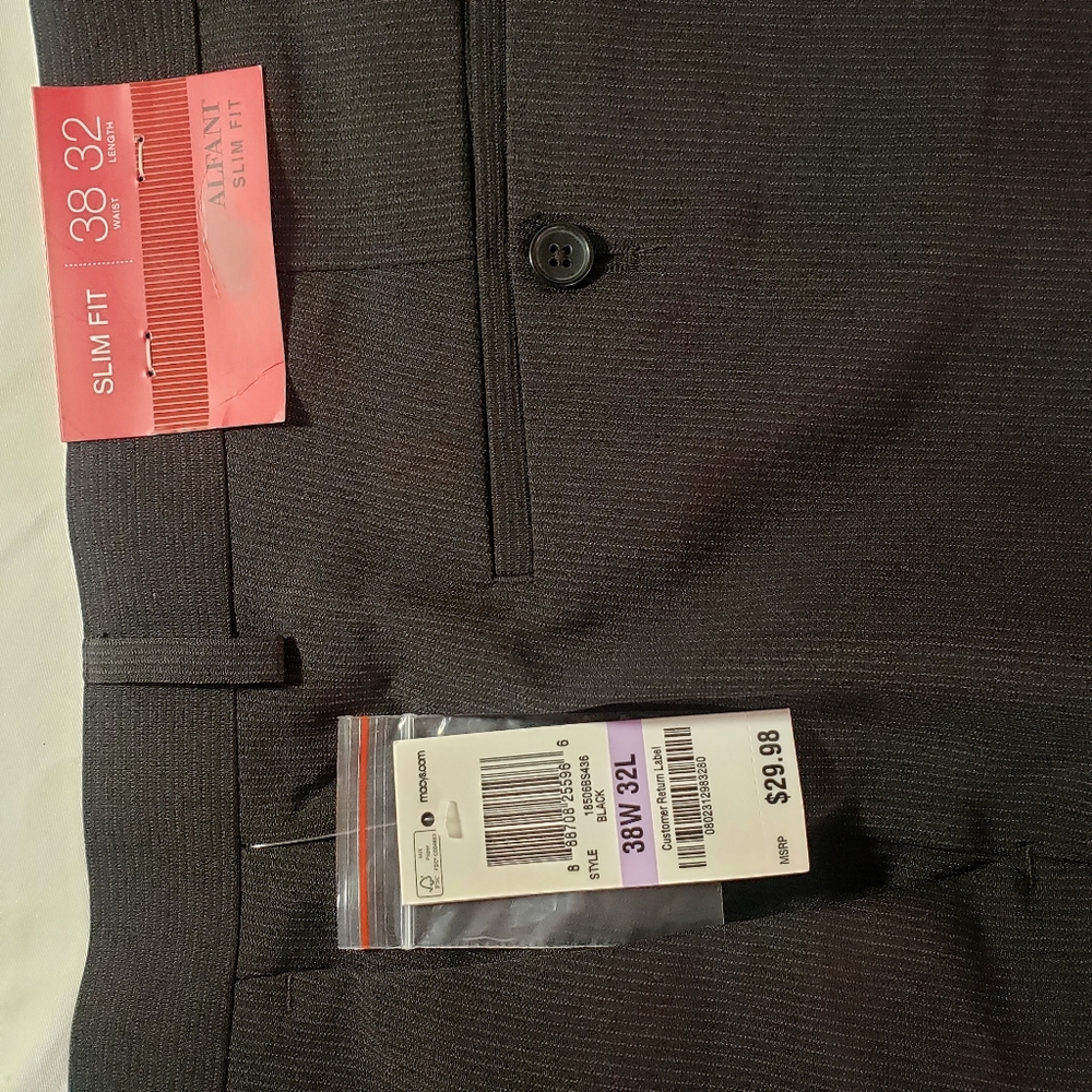 Alfani Slim Fit Black Pinstripe Pants 38 x 32